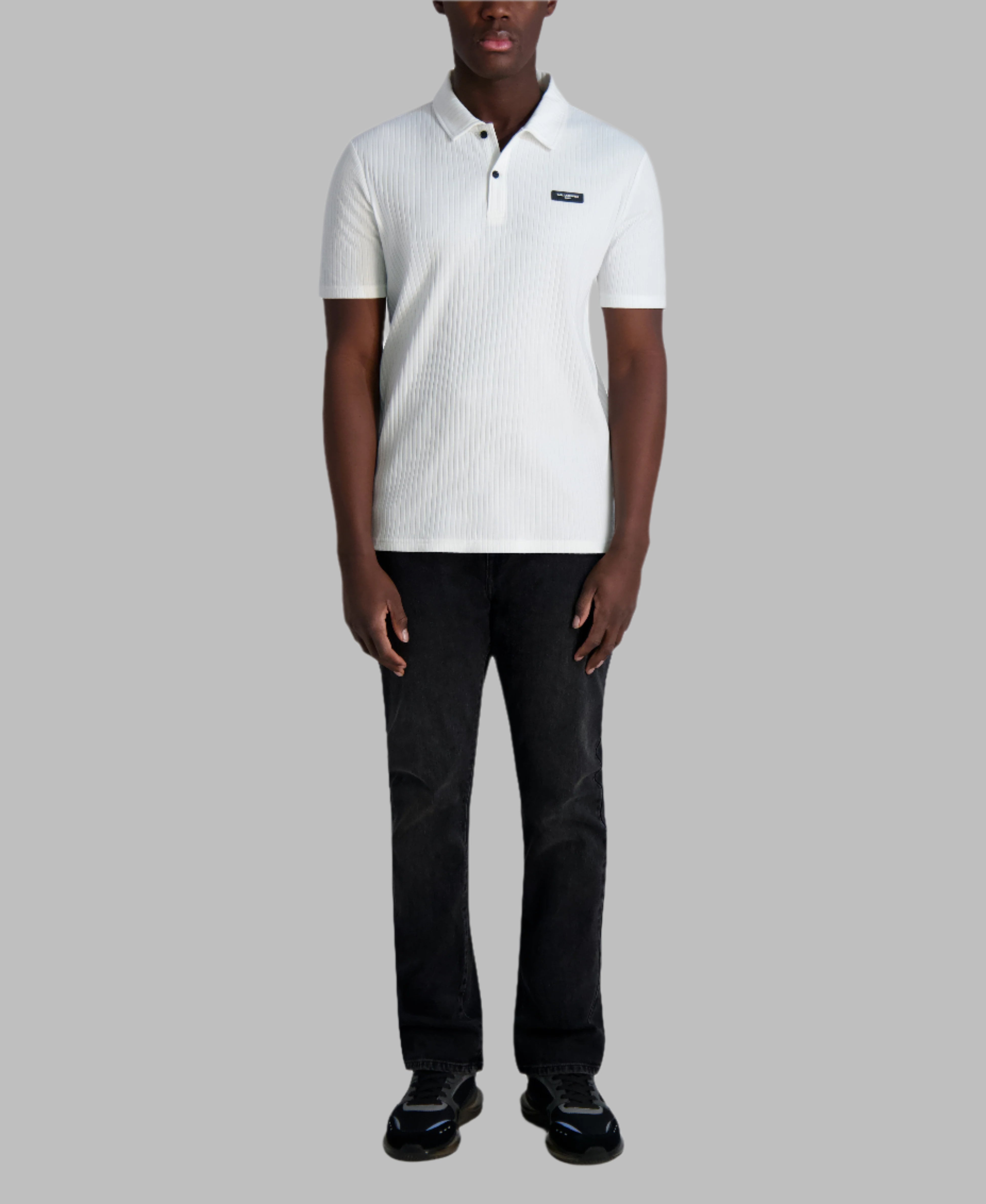 RIBBED DROP NEEDLE POLO SHIRT VIEW 4 | Men's Sale