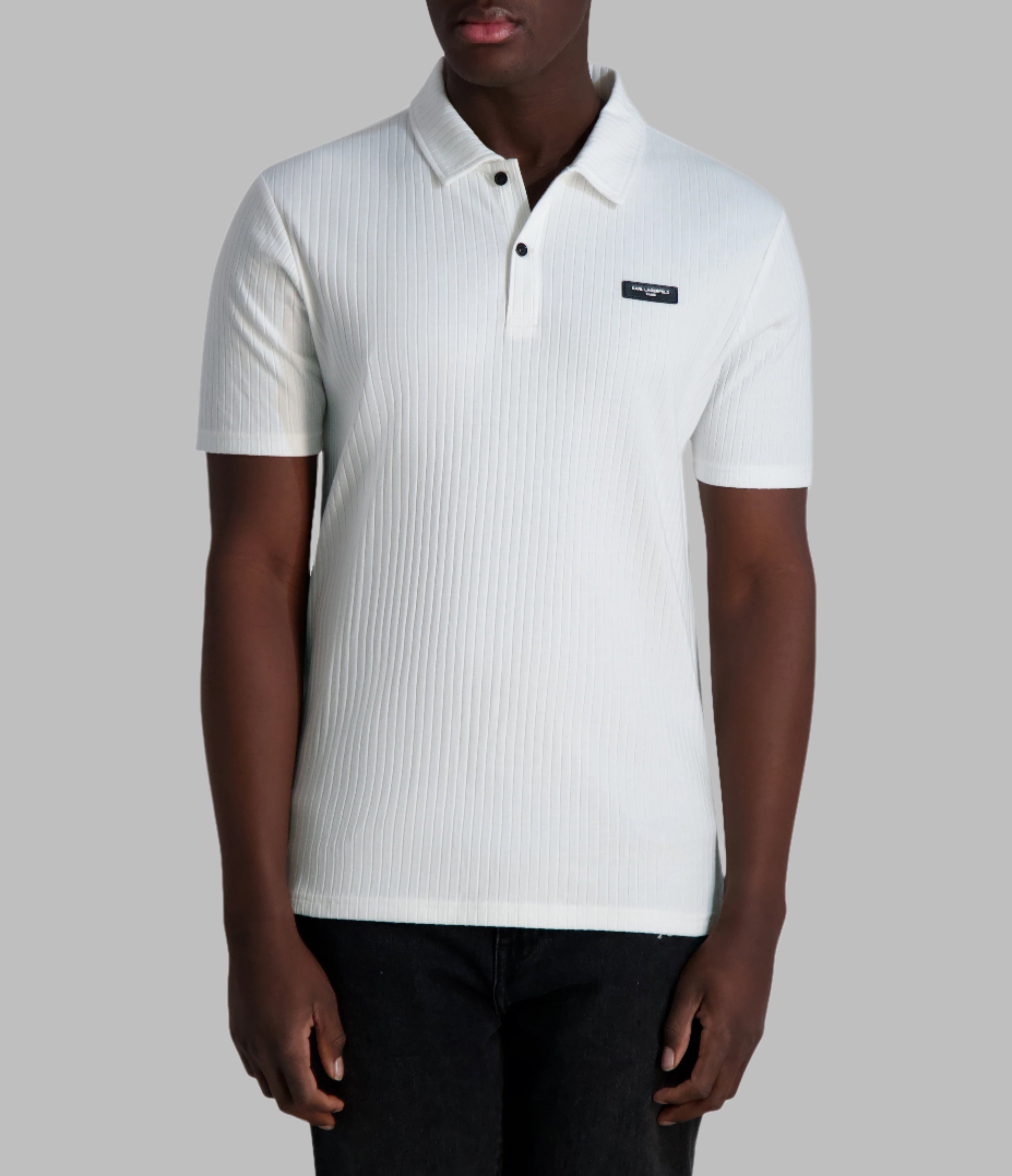 RIBBED DROP NEEDLE POLO SHIRT View 1 | Men's Tees & Polos