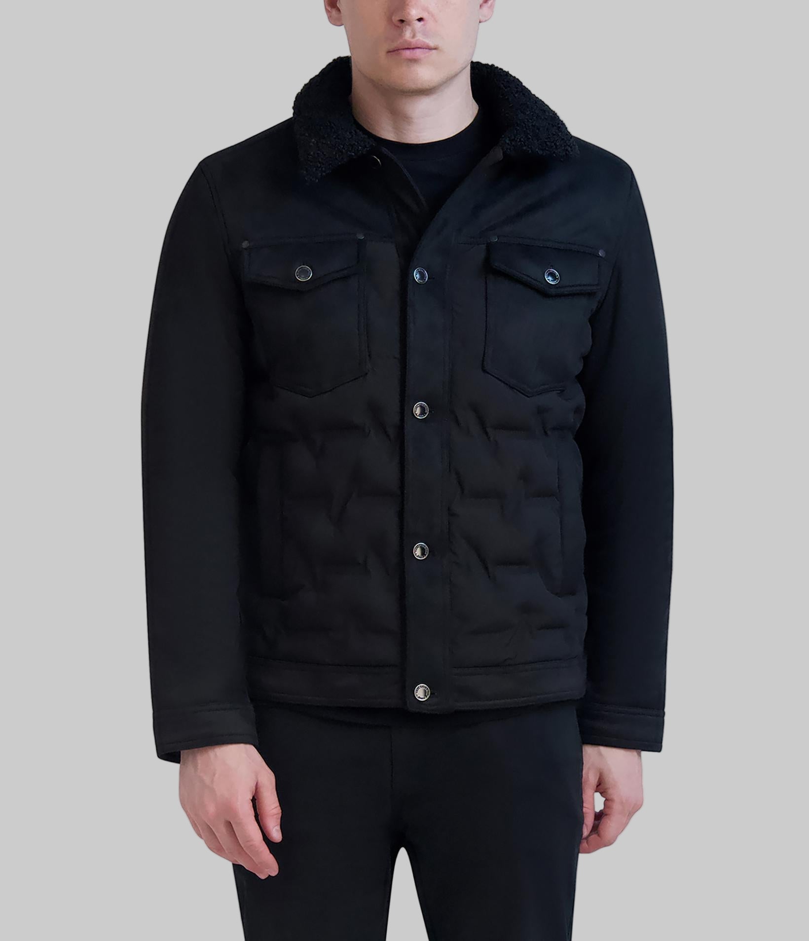 FAUX SUEDE TRUCKER JACKET View 1 | Men's Clothing