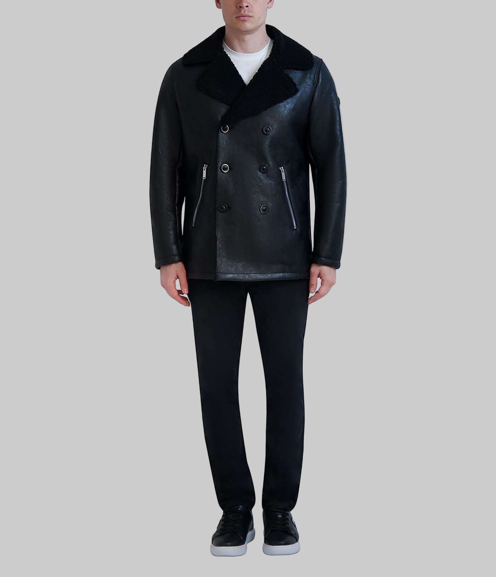 FAUX SHEARLING COLLARED BUTTON FRONT JACKET VIEW 4 | Gifts For Him