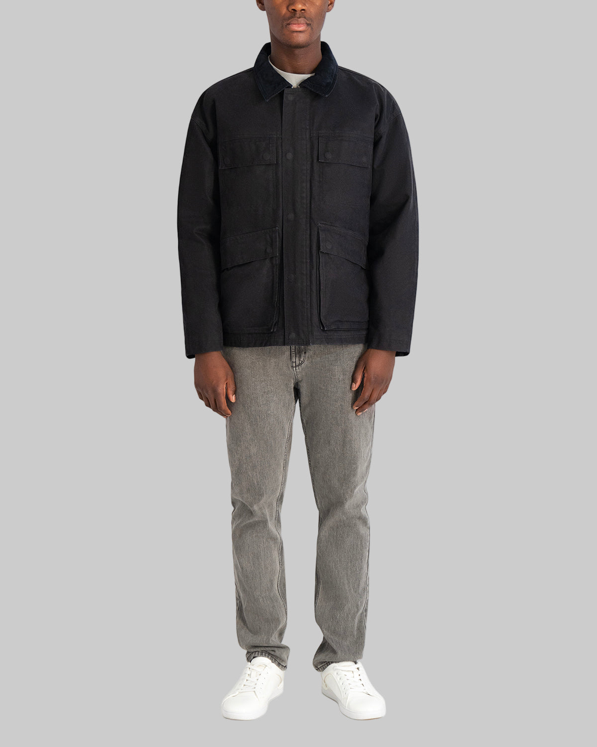 WAXED COTTON FIELD JACKET WITH CORDUROY COLLAR VIEW 4 | MEN'S FALL COLLECTION