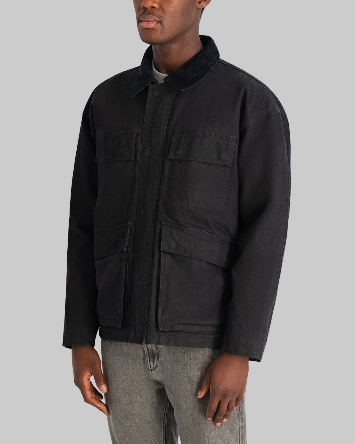 WAXED COTTON FIELD JACKET WITH CORDUROY COLLAR VIEW 3 | MEN'S FALL COLLECTION