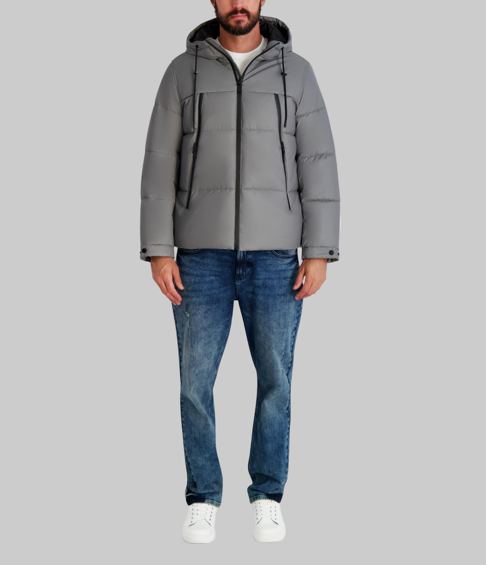 MID WEIGHT HOODED PUFFER WITH POCKETS VIEW 4 | Men's Clearance