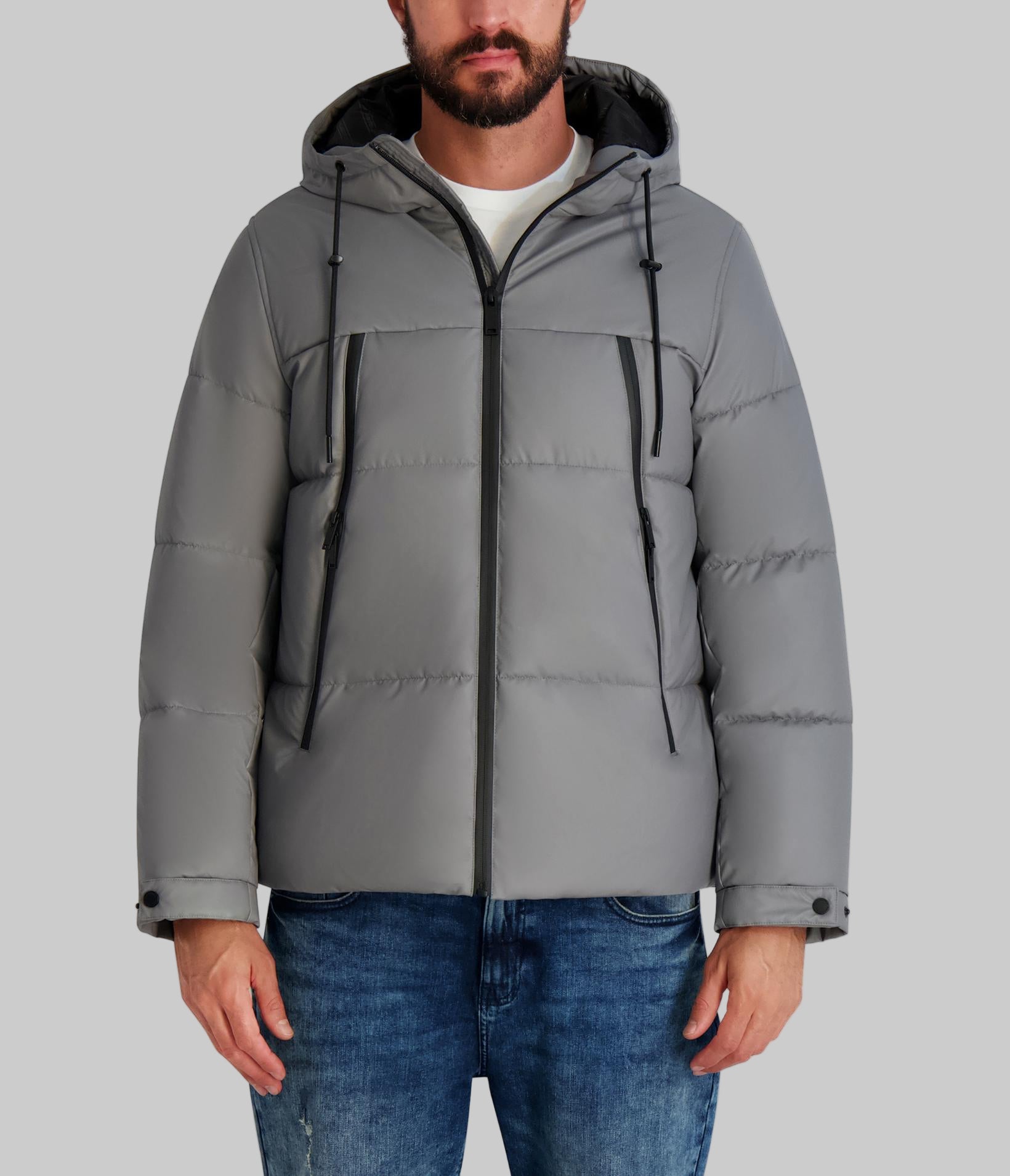 MID WEIGHT HOODED PUFFER WITH POCKETS View 1 | Men's Clearance
