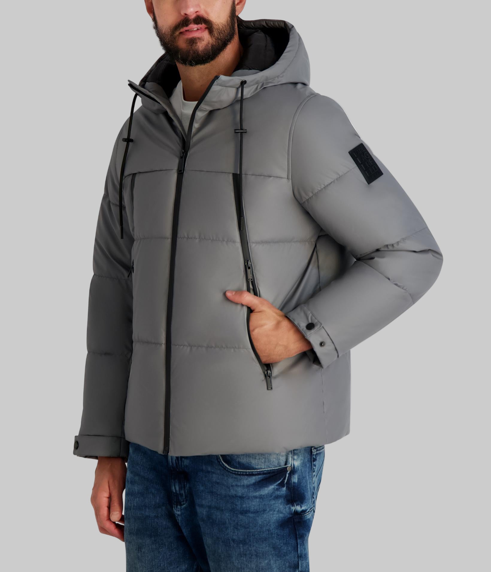 MID WEIGHT HOODED PUFFER WITH POCKETS VIEW 3 | Men's Clearance