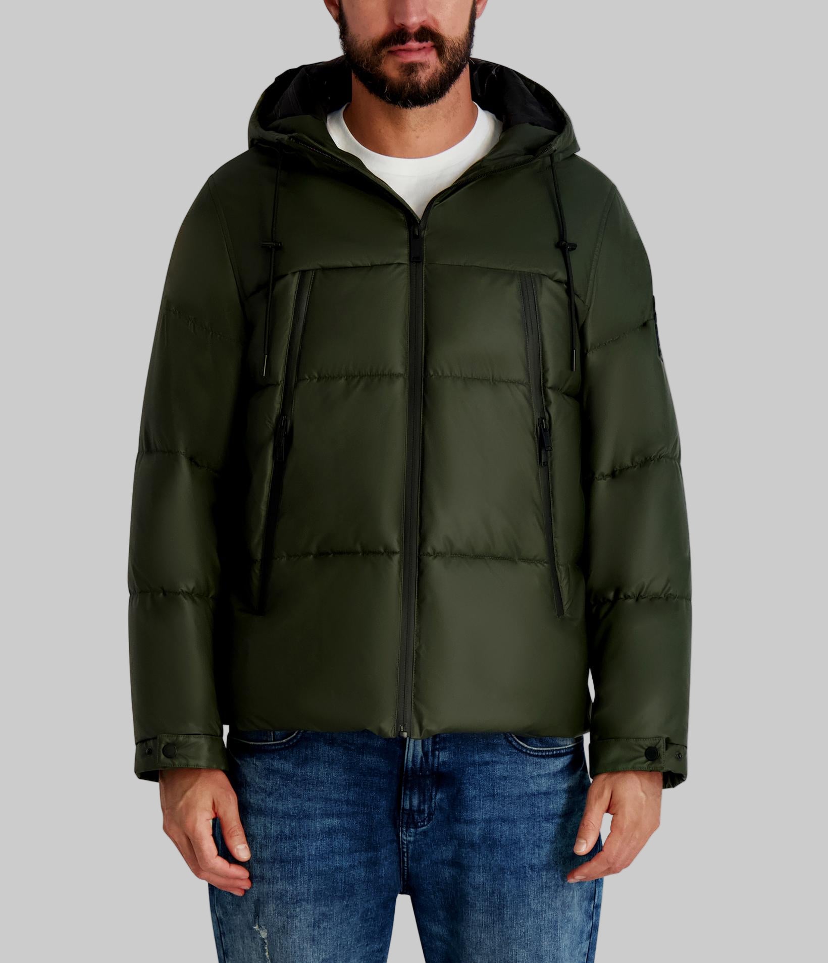 MID WEIGHT HOODED PUFFER WITH POCKETS View 1 | Men's Clearance