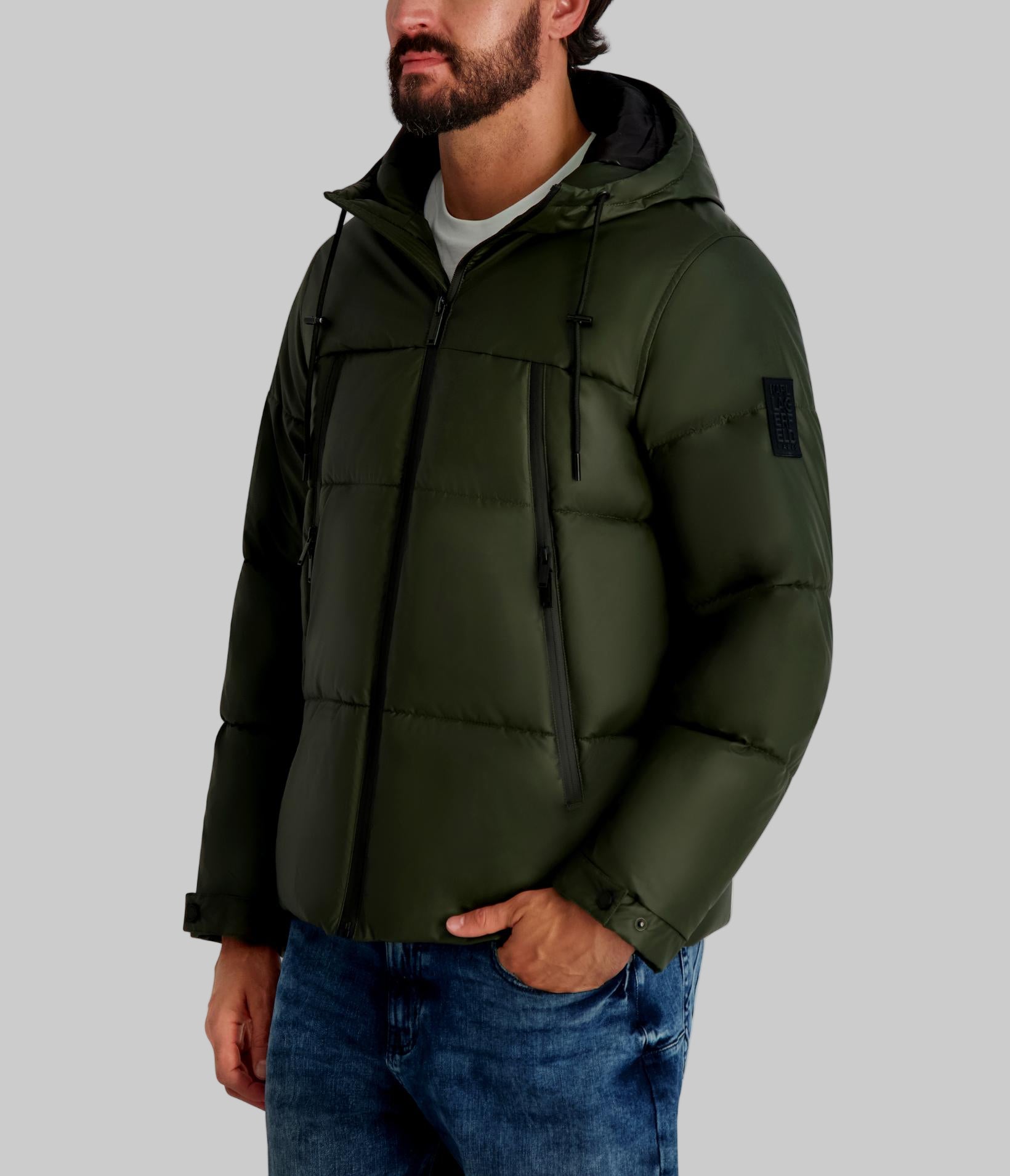 MID WEIGHT HOODED PUFFER WITH POCKETS VIEW 3 | Men's Clearance
