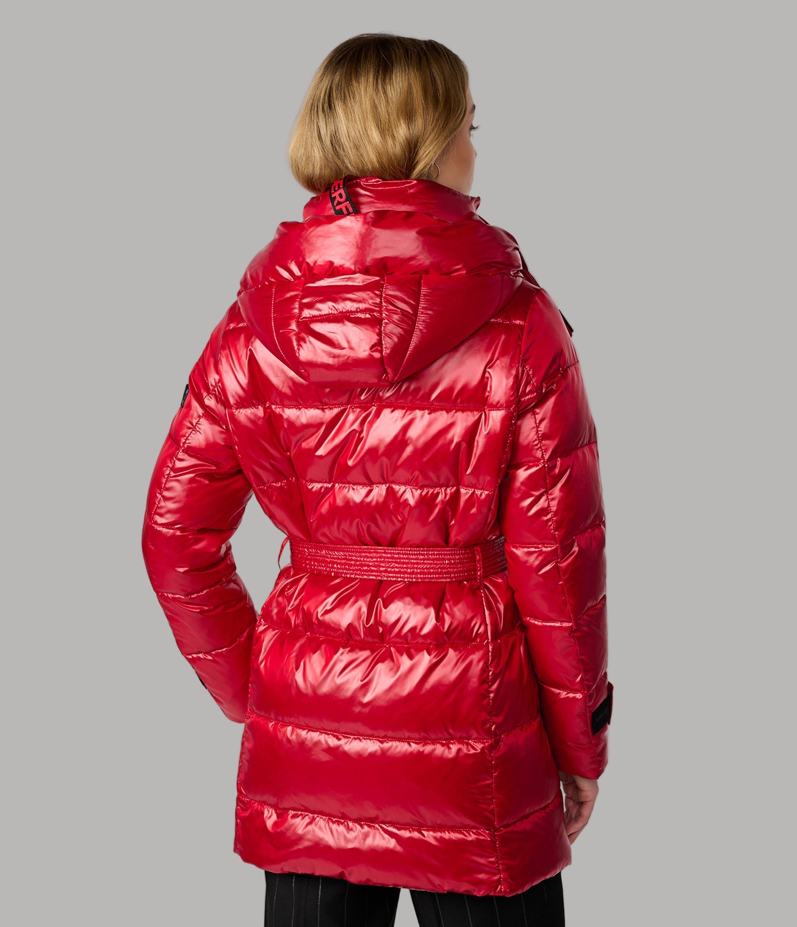 CONTRAST BELTED SHORT PUFFER View 2 | Women's Sale