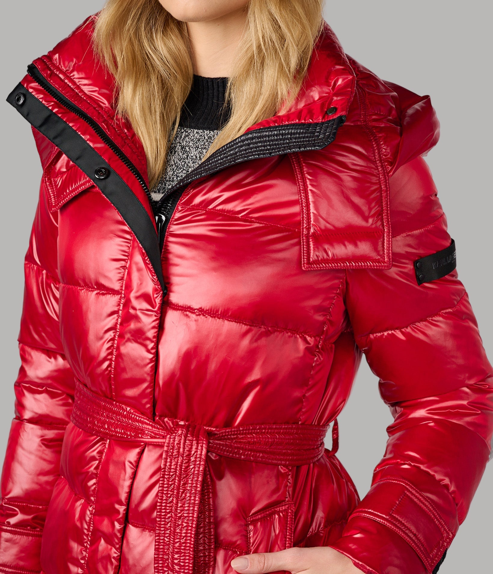 CONTRAST BELTED SHORT PUFFER VIEW 4 | Jackets & Coats