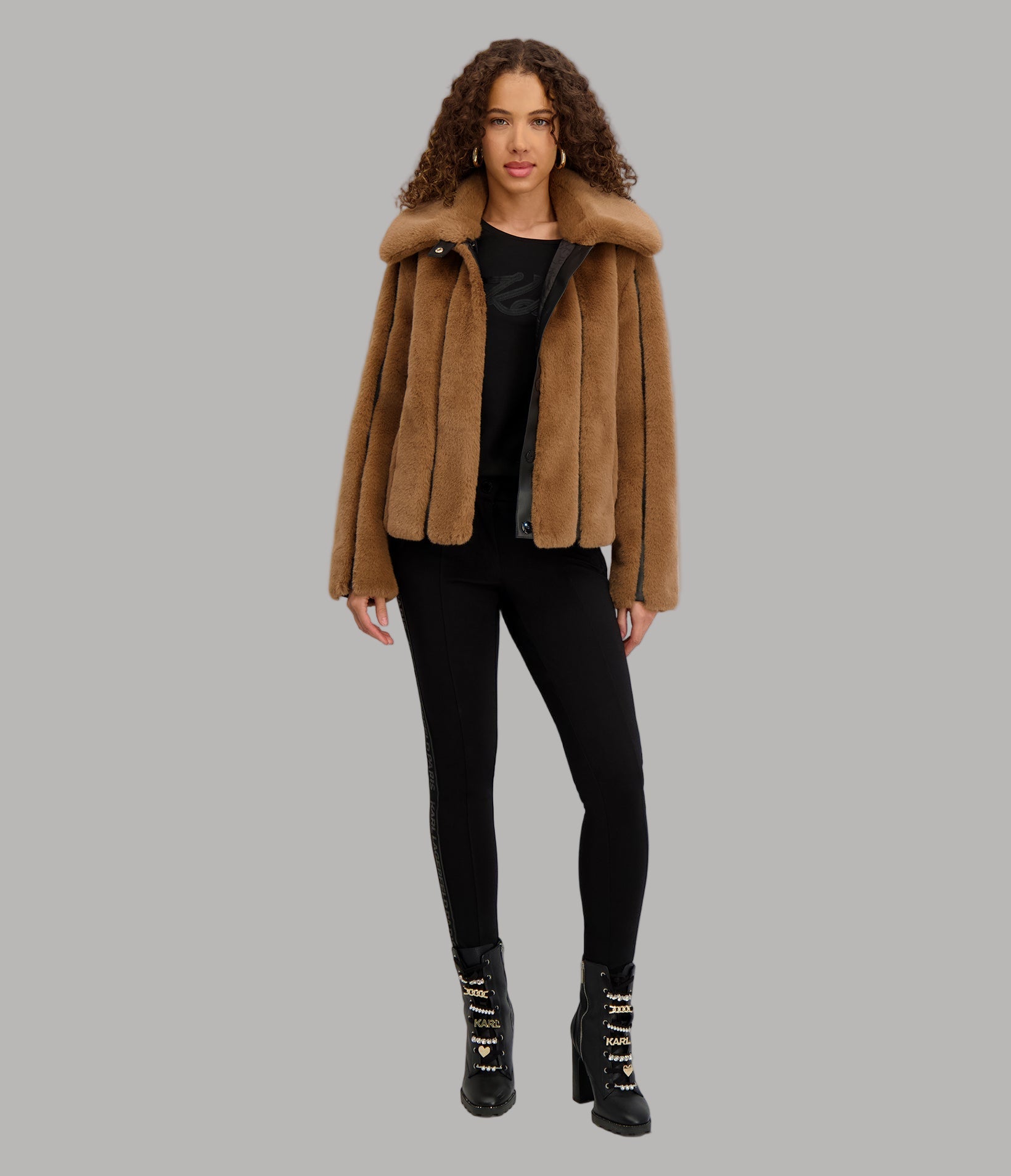 CROPPED FAUX MINK JACKET VIEW 3 | Jackets & Coats