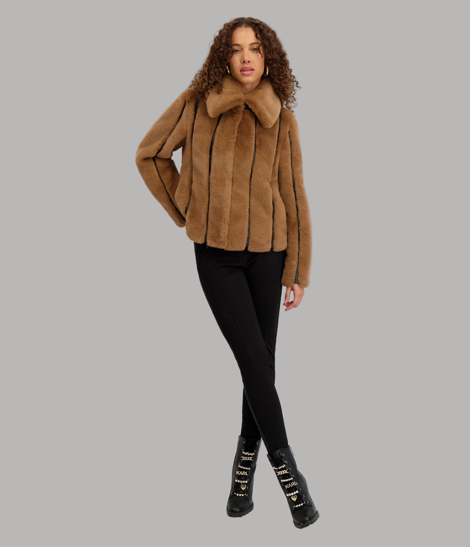 CROPPED FAUX MINK JACKET VIEW 5 | Jackets & Coats
