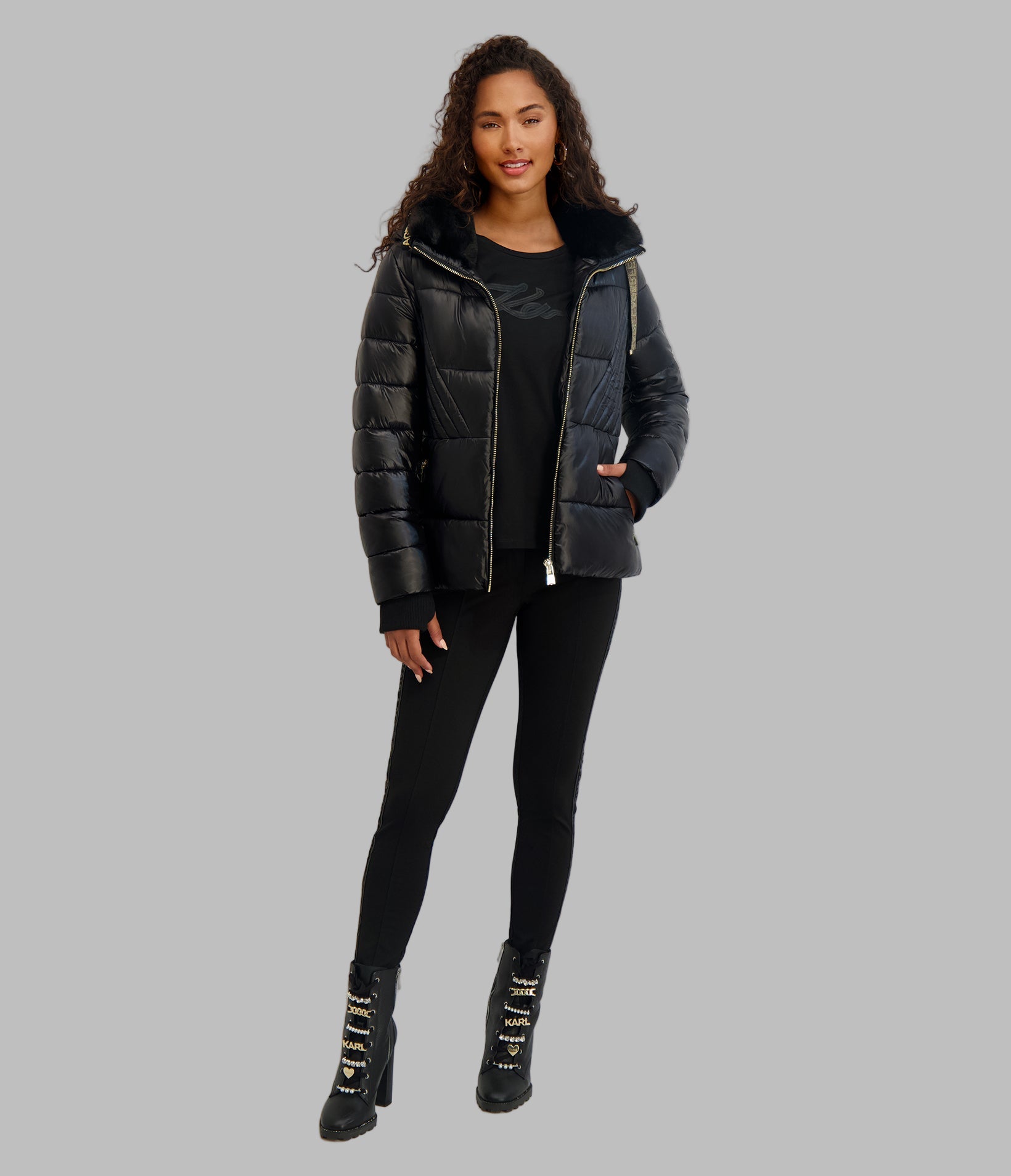 SHORT BELTED PUFFER JACKET VIEW 5 | Jackets & Coats Sale